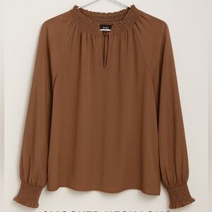 Studio by JPR Chestnut Smocked Neck Blouse